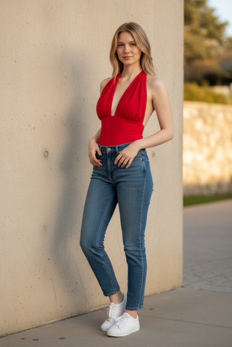 Zara Halter Neck Sleeveless Top with Sheer Overlay and Back Tie
